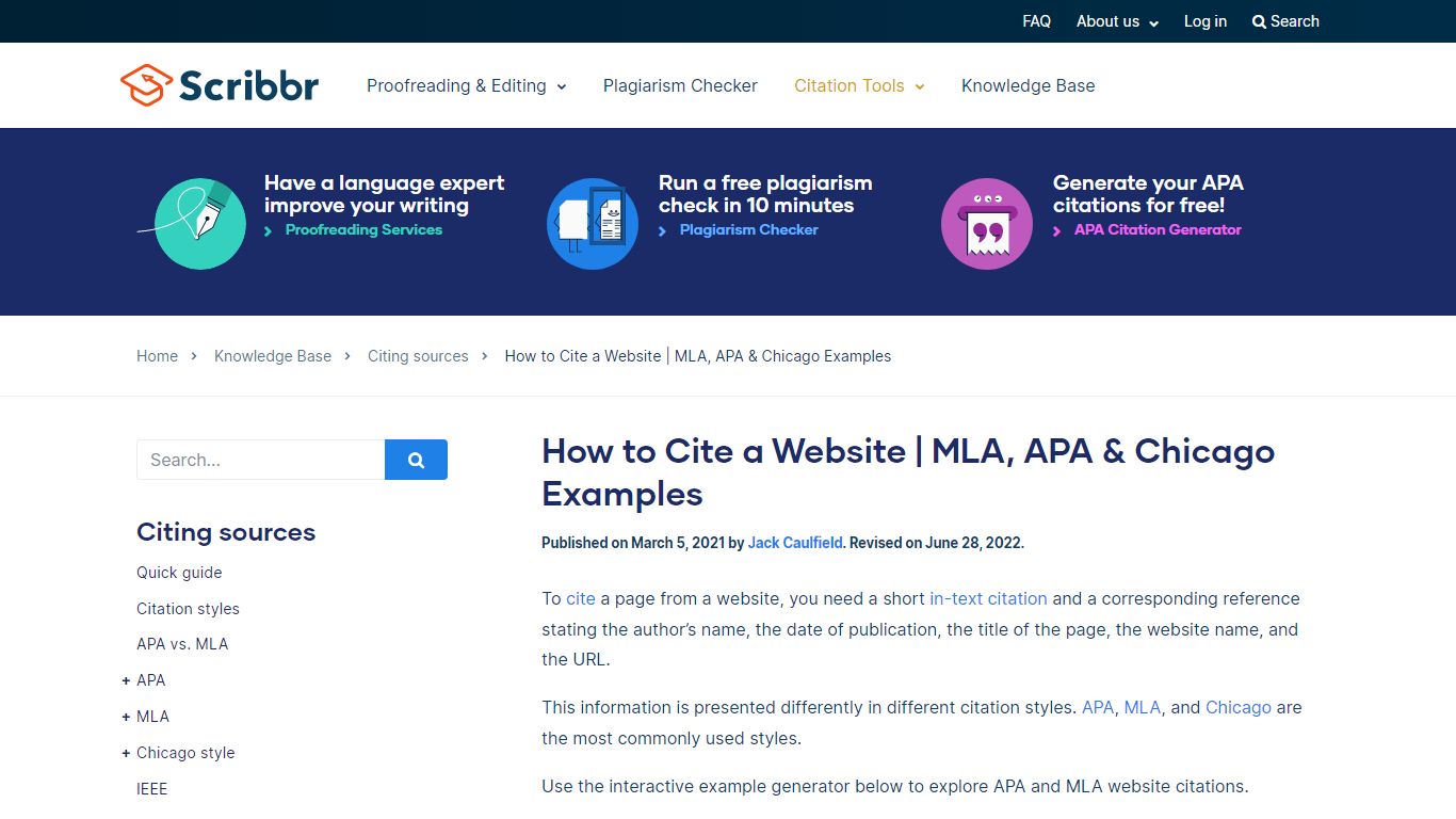 How to Cite a Website | MLA, APA & Chicago Examples - Scribbr